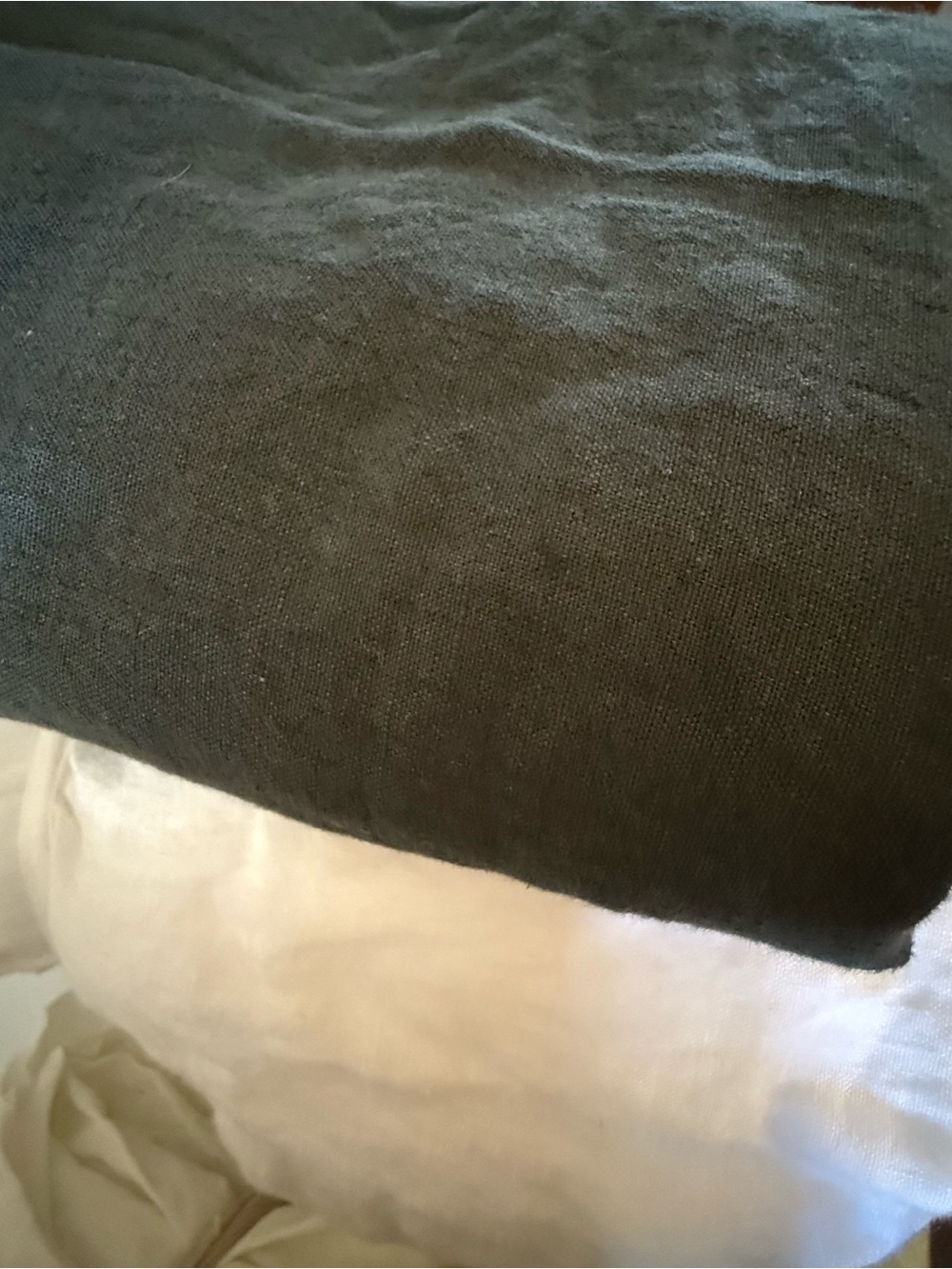 European Linen King Sheet Set - White with Pine Pillowcases - Retail $204